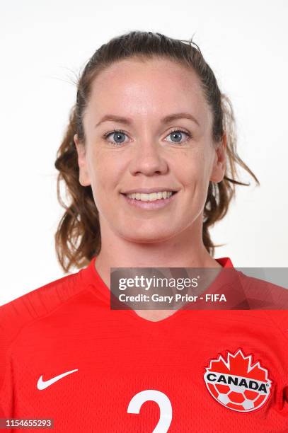 Allysha Chapman of Canada poses for a portrait during the official FIFA Women's World Cup 2019 portrait session at Courtyard by Marriott Montpellier...