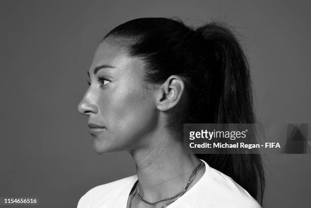 Christen Press of the USA poses for a portrait during the official FIFA Women's World Cup 2019 portrait session at Best Western Premier Hotel de la...