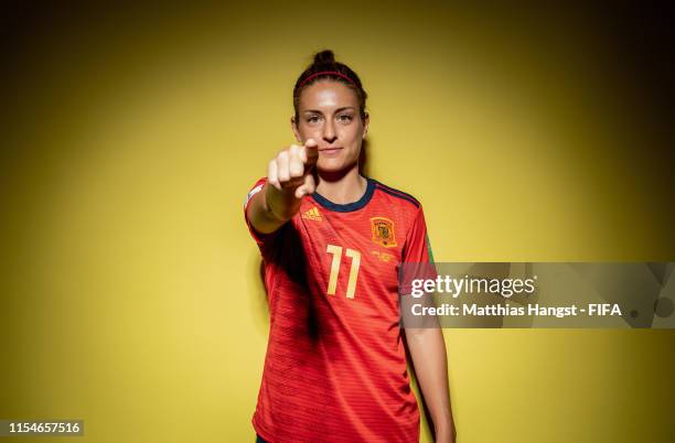 Alexia Putellas of Spain poses for a portrait during the official FIFA Women's World Cup 2019 portrait session at Hotel Barriere Le Normandy on June...