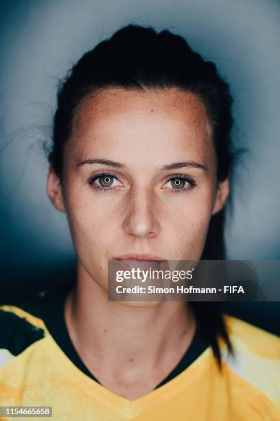 Hayley Raso of Australia poses for a portrait during the official FIFA Women's World Cup 2019 portrait session at Royal Hainaut Spa & Resort Hotel on...
