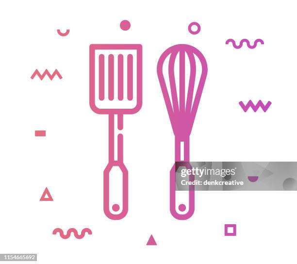 cookware & bakeware line style icon design - home baking stock illustrations