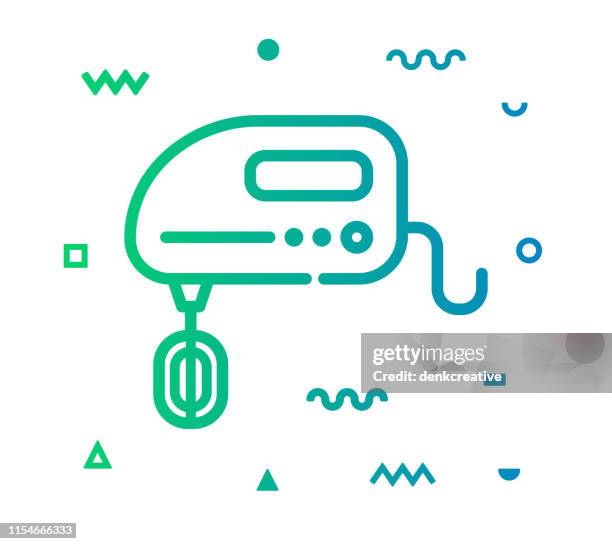 kitchenware line style icon design - egg beater stock illustrations