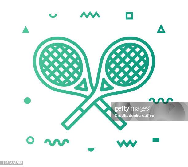 網球線風格圖示設計 - sport set competition round 幅插畫檔、美工圖案、卡通及圖標