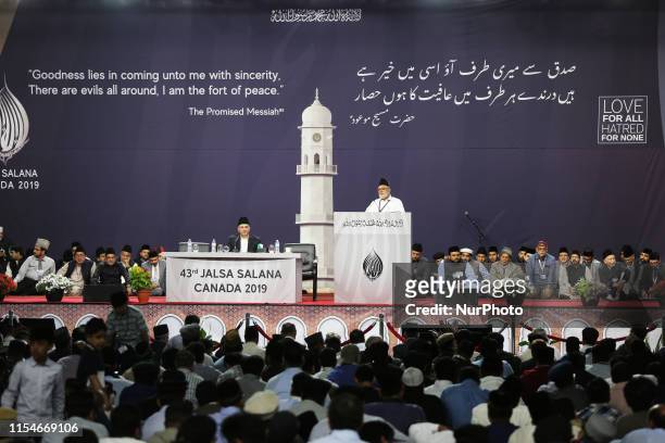 Maulana Mubashir Ahmad Khan Sahib speaks during the 43rd Jalsa Salana of the Ahmadiyya Muslim Jama'at Canada on July 6 in Mississauga, Ontario,...