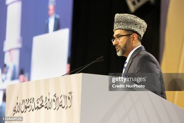 Speakers discuss a variety of topics during the 43rd Jalsa Salana of the Ahmadiyya Muslim Jama'at Canada on July 6 in Mississauga, Ontario, Canada....