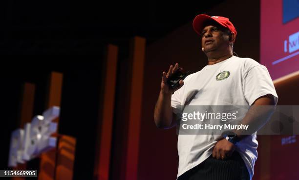 Hong Kong - 9 July 2019; Tony Fernandes, CEO, AirAsia, on Centre Stage during day one of RISE 2019 at the Hong Kong Convention and Exhibition Centre...