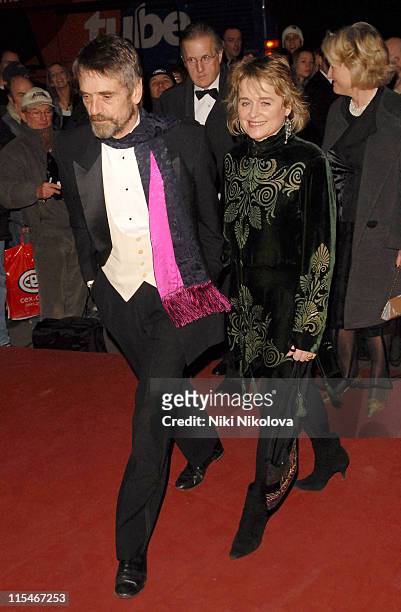 Jeremy Irons and Sinead Cusack during 2007 Laurence Olivier Awards - Inside Arrivals at Grosvenor House Hotel in London, Great Britain.