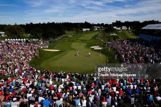 General view of the 18th green during the third round of the RBC Canadian Open at Hamilton Golf and Country Club on June 08, 2019 in Hamilton, Canada.