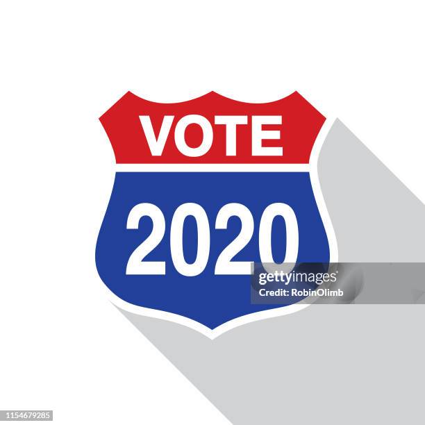 vote 2020 road sign - early voting stock illustrations