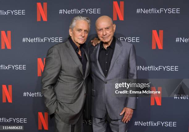 Michael Douglas and Alan Arkin attend the Netflix "The Kominsky Method" FYSEE Event at Raleigh Studios on June 08, 2019 in Los Angeles, California.