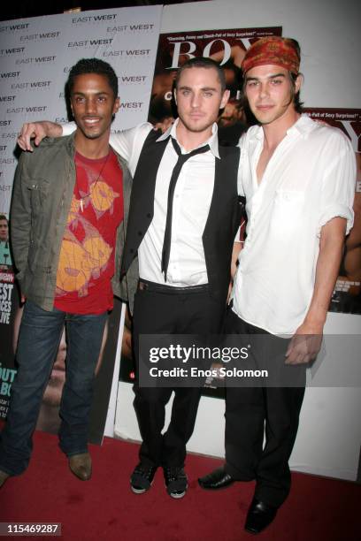 Darryl Stephens, Derek Magyar and Jonathon Trent during "Boy Culture" Los Angeles Premiere - Arrivals at East/West Lounge in West Hollywood,...