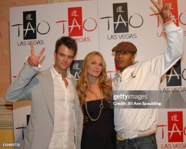 Josh Duhamel, Molly Sims and James Lesure during Grand opening of Tao Las Vegas at The Venetian Hotel in Las Vegas, NV, United States.