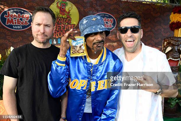 Stryker, DJ Snoopadelic and Klein attend KROQ Weenie Roast & Luau at Doheny State Beach on June 08, 2019 in Dana Point, California.