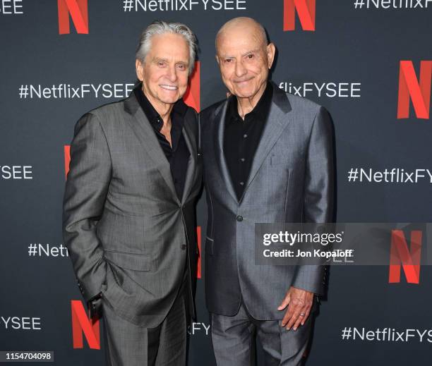 Michael Douglas and Alan Arkin attend the FYC Event For Netflix's "The Kominsky Method" at Netflix FYSEE At Raleigh Studios on June 08, 2019 in Los...