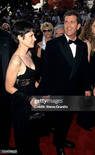 Mel Gibson and wife Robyn Gibson during The 69th Annual Academy Awards - Arrivals at Shrine Auditorium in Los Angeles, California, United States.