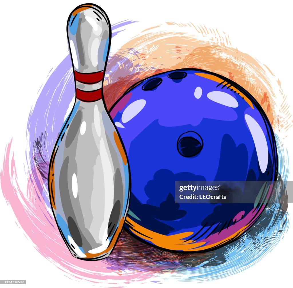 Bowling ball and bowling pin Drawing