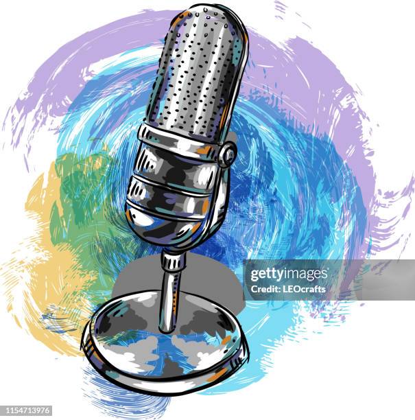 microphone drawing - microphone stock illustrations