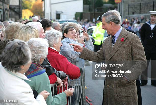 Prince Charles, Prince of Wales meets the locals as he visits the Jubilee Institute at Rothbury on November 09, 2006