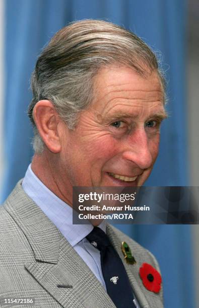 Prince Charles, Prince of Wales smiles as he visits the Jubilee Institute at Rothbury on November 09, 2006