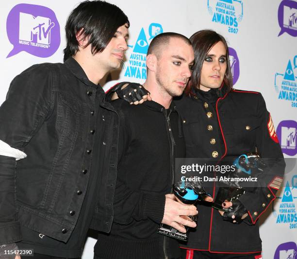 Jared Leto and 30 Seconds to Mars during MTV Australia Video Music Awards 2007 - GreenRoom at SuperDome in Sydney, NSW, Australia.