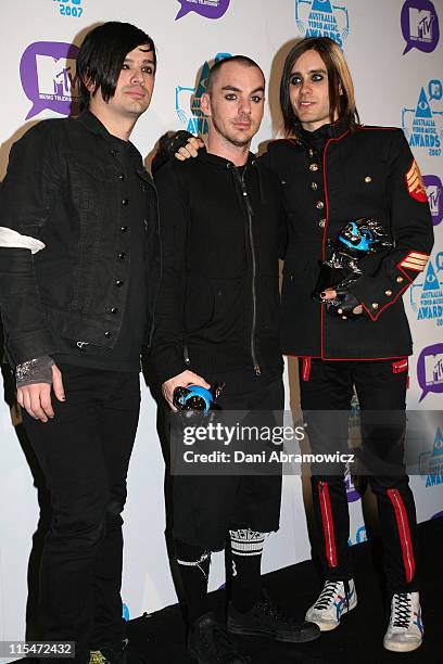 Jared Leto and 30 Seconds to Mars during MTV Australia Video Music Awards 2007 - GreenRoom at SuperDome in Sydney, NSW, Australia.