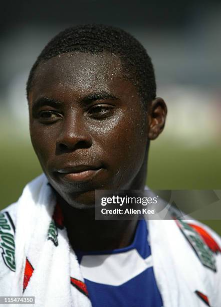 Eastern Conference All Star Freddy Adu looks on during the 2004 MLS All Star Game. The Eastern Conference defeated the Western 3-2 at RFK Stadium in...