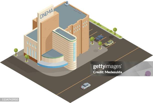 cinema building - office space movie stock illustrations
