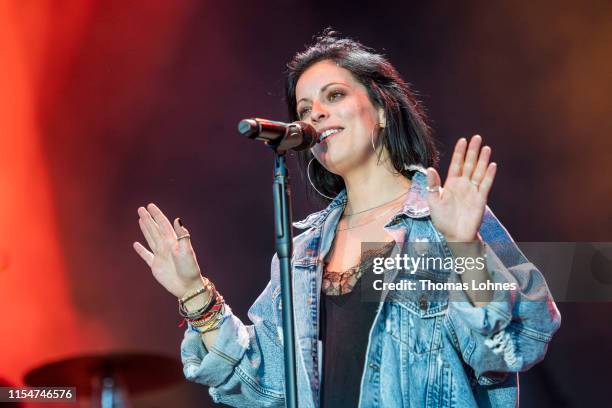 Stefanie Kloss performs with her band Silbermond on June 08, 2019 in Bad Hersfeld, Germany.