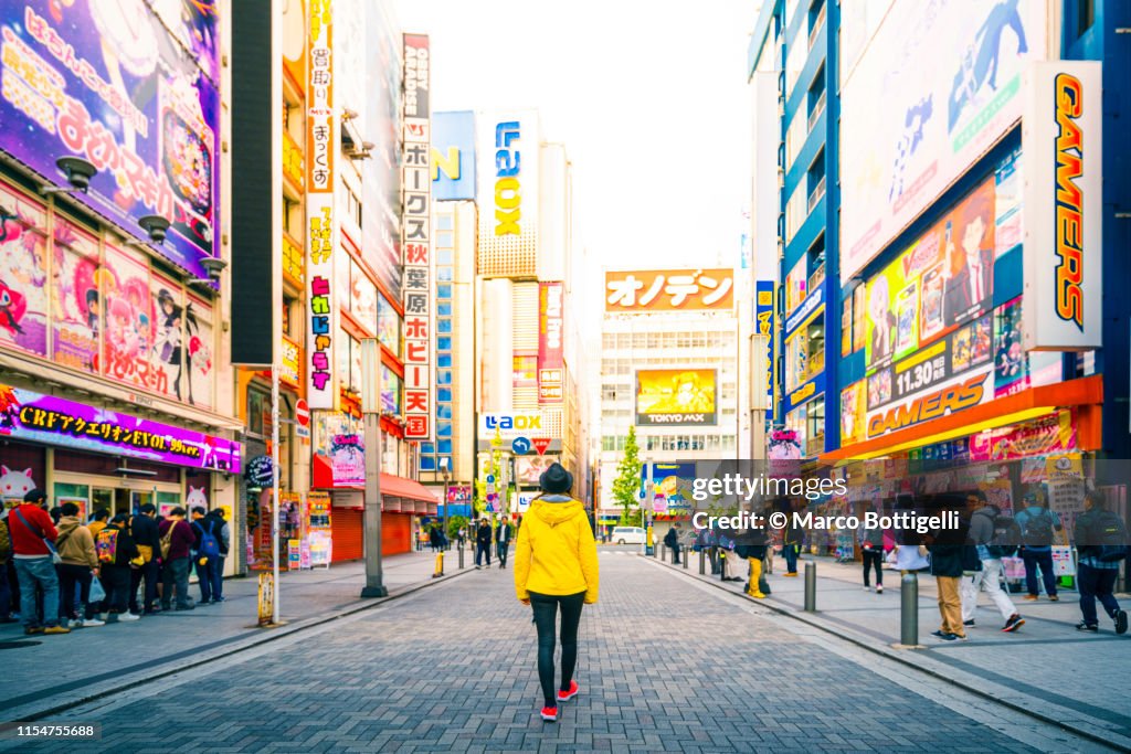 Tourist walking in Akihabara electronic town, Tokyo, Japan