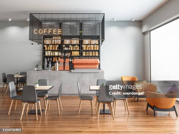 empty coffee shop - inside of stock pictures, royalty-free photos & images