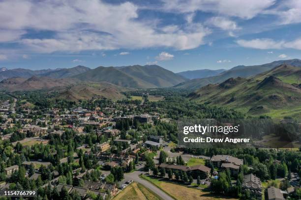 An aerial view of the Ketchum/Sun Valley area ahead of the annual Allen & Company Sun Valley Conference, July 9, 2019 in Sun Valley, Idaho. Every...