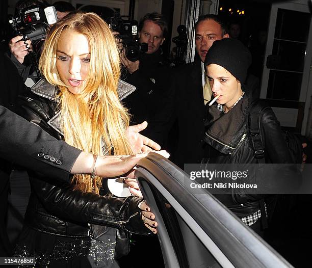 Lindsay Lohan and Samantha Ronson leaving their hotel on November 15, 2008 in London,England.