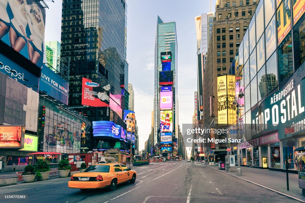 Yellow cab in Times Square, Manhattan, New York