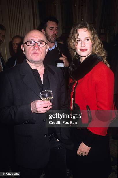 Michel Blanc and Florence Darel during Lambert Wilson and Clotilde Coureau receive the Officier and Chevalier des Arts et Lettres Medals at Ministere...