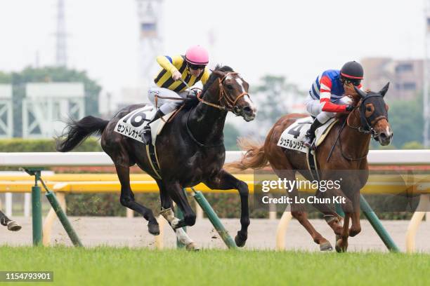 Jockey Damian Lane riding Saint Leonard wins the Race 4 at Tokyo Racecourse on June 2, 2019 in Fuchu, Tokyo, Japan.
