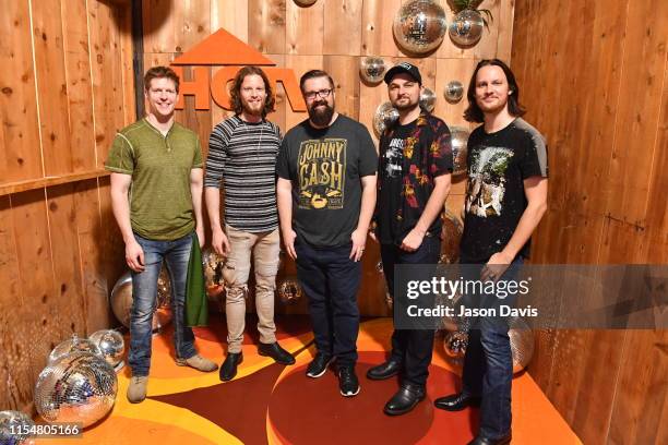 Adam Rupp, Austin Brown, Rob Lundquist, Adam Chance and Tim Foust of Home Free attend the HGTV Lodge at CMA Music Fest on June 09, 2019 in Nashville,...