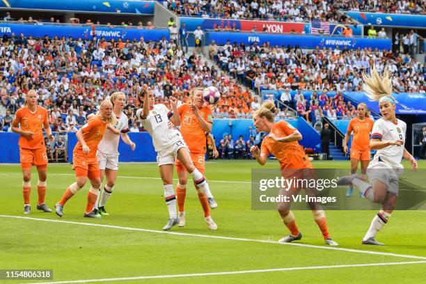 Anouk Dekker of Netherlands women, Stefanie van der Gragt of Netherlands women, Samantha Mewis of USA women, Alex Morgan of USA women, Dominique...