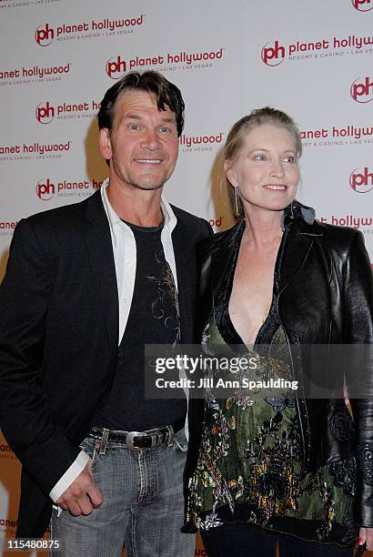 Actor Patrick Swayze and wife Lisa Niemi arrive arrives at Jon Stewart's performance at Planet Hollywood Resort & Casino's Grand Opening Weekend on...