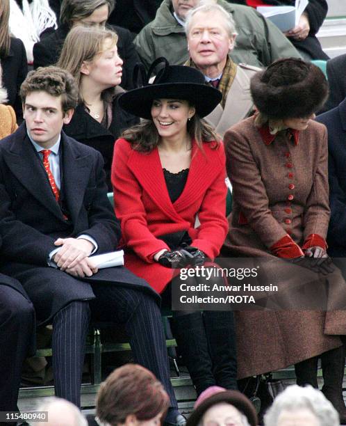 Kate Middleton, HRH Prince William's girlfriend attends the Sovereign's Parade at the Royal Military Academy Sandhurst to watch the Passing Out...