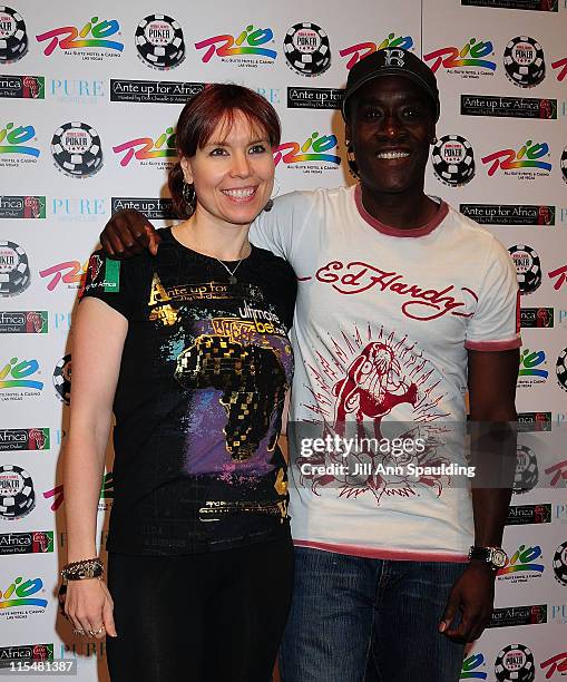 Poker Pro Annie Duke and Actor Don Cheadle arrives at 2nd Annual AUFA Celebrity Poker Tournament at the Rio Hotel & Casino on July 2, 2008 in Las...