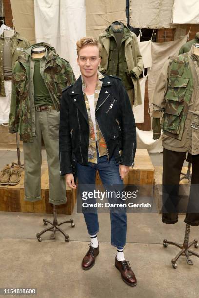Fletcher Cowan attends Belstaff Spring Summer 20 at London Fashion Week Men's on June 09, 2019 in London, England.