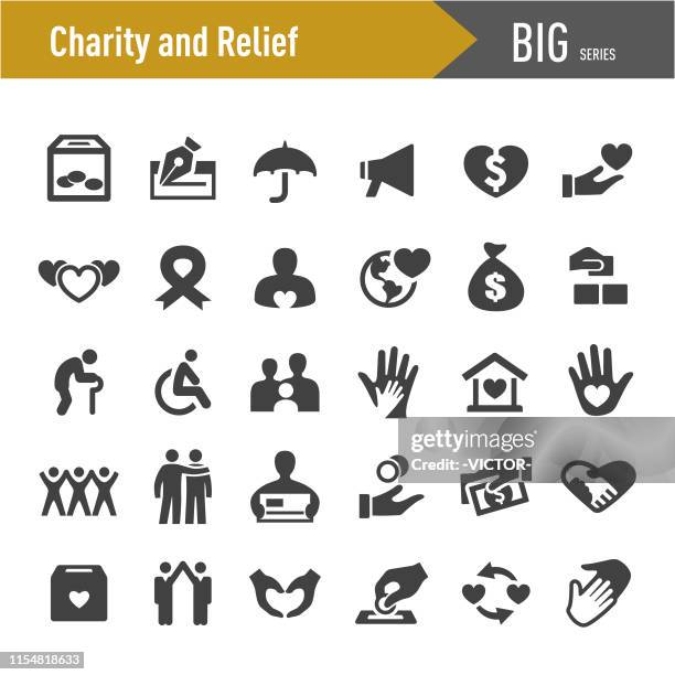 illustrations, cliparts, dessins animés et icônes de icônes de charité et de soulagement-big series - urne de donation