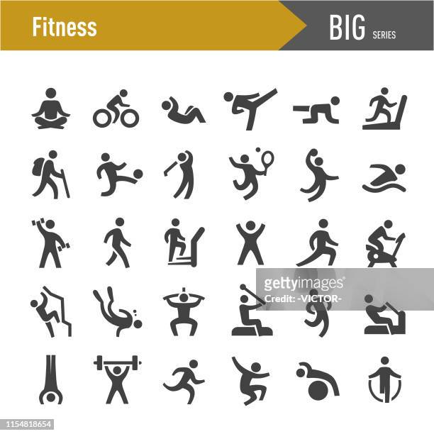 illustrazioni stock, clip art, cartoni animati e icone di tendenza di icone del metodo fitness - big series - anaerobico
