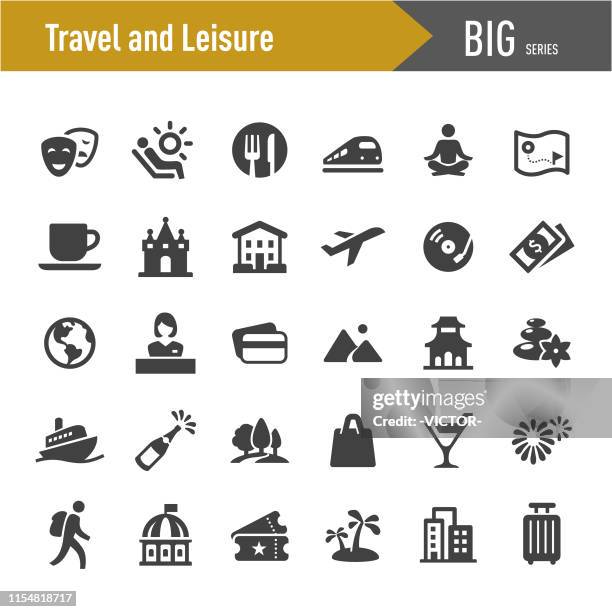 travel and leisure icons - big series - travel agency stock illustrations