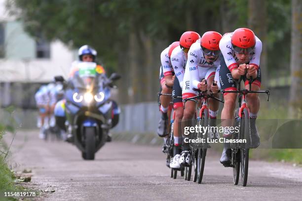 Roberto Ferrari of Italy and UAE Team Emirates / Yousif Mirza of United Arab Emirates and UAE Team Emirates / Manuele Mori of Italy and UAE Team...