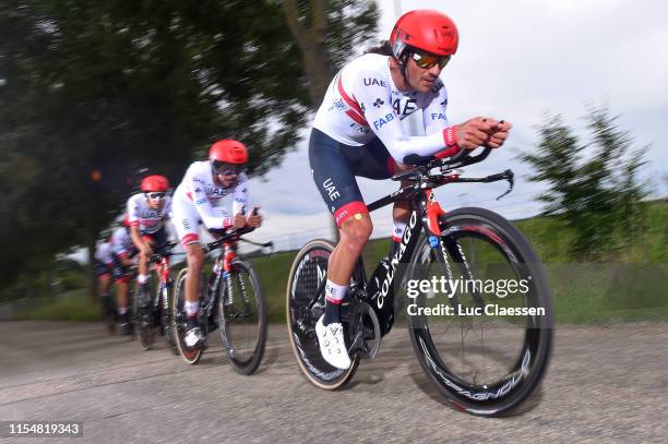 Roberto Ferrari of Italy and UAE Team Emirates / Yousif Mirza of United Arab Emirates and UAE Team Emirates / Manuele Mori of Italy and UAE Team...