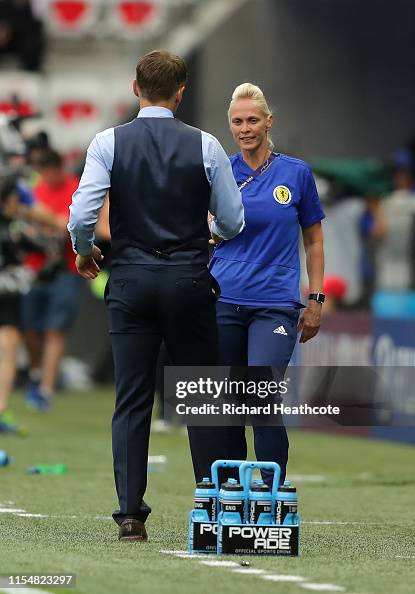 Michelle Kerr, Head Coach of Scotland and Philip Neville, Head Coach
