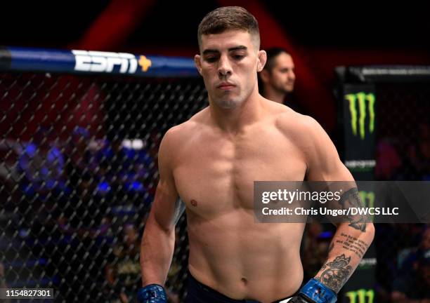 Joe Solecki prepares to fight James Wallace in their lightweight bout during Dana White's Contender Series at the UFC Apex on July 9, 2019 in Las...