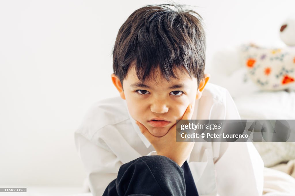Portrait of serious looking boy