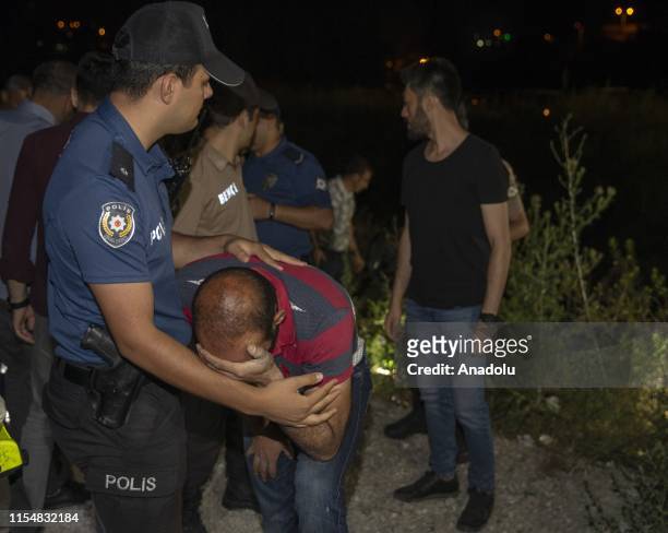 Father of 6 years old Syrian kid Salih , mourns over his son's death after Salih fell in an open septic tank in Mamak district of Ankara, Turkey on...
